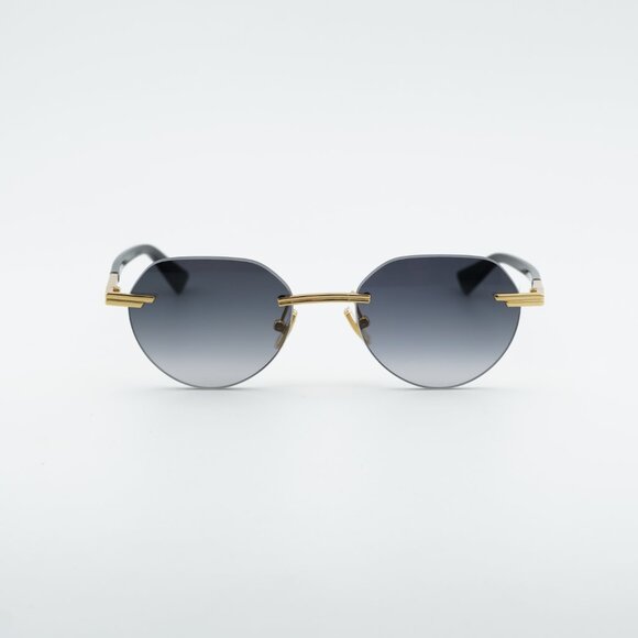 Bottega Veneta BV1379S 001 Sunglasses Shiny Gold Square Frame, Grey Lenses main image 6